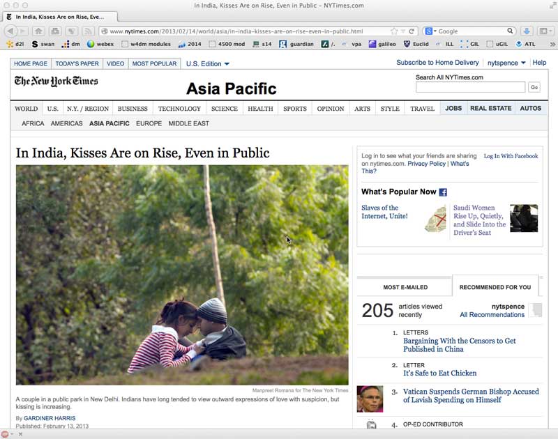 Kissing NY Times article
