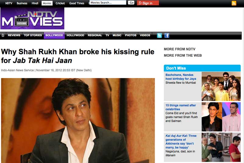 SRK explains his choice to kiss on screen